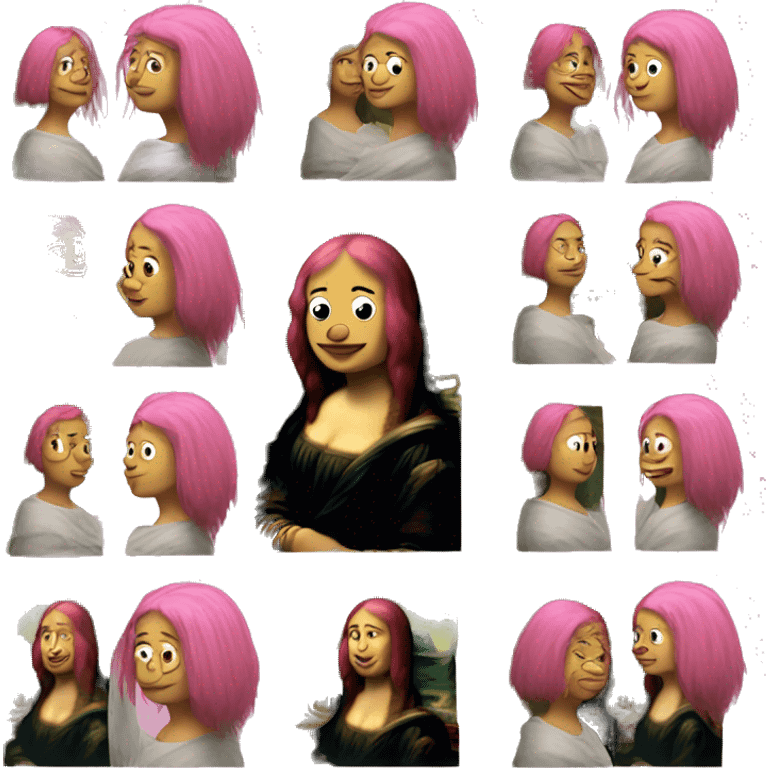 mona lisa with pink hair emoji