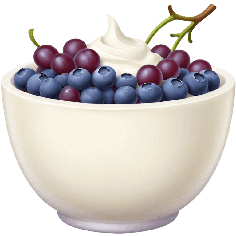 yoghurt bowl with grapes and blueberries emoji