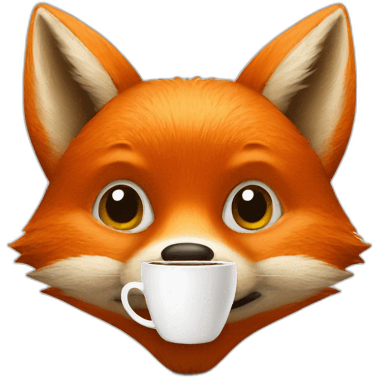 a fox drinking coffee emoji