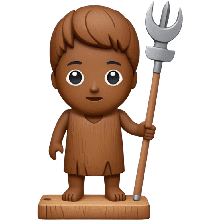 Wood sculpture, carved wooden figure, wood texture, sculpting tools nearby, natural wood tones, minimalistic design, on a white background, no extra details. emoji