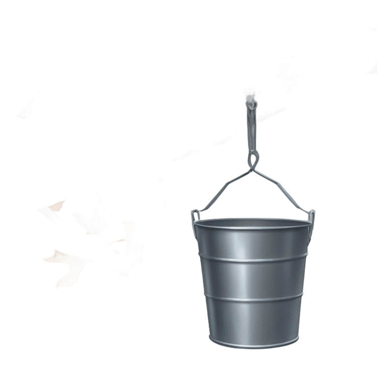 Metal sap bucket hanging on a maple tree in the snow and winter  emoji