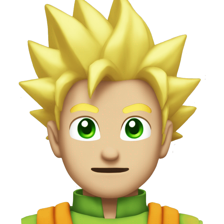 Super saiyan, blonde spikey hair, green eyes, exited, face only emoji emoji