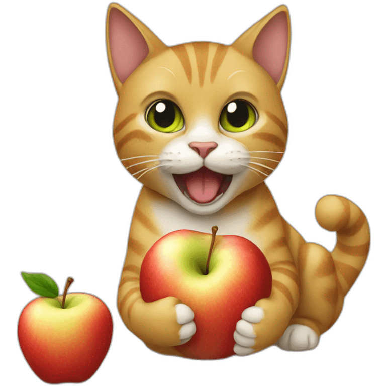 cat eating apple emoji