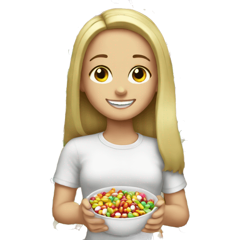 White Girl eating skittles  emoji