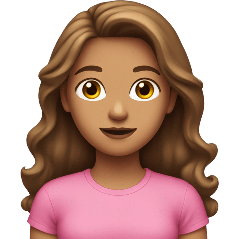 a girl with long brown hair and a pink t-shirt emoji