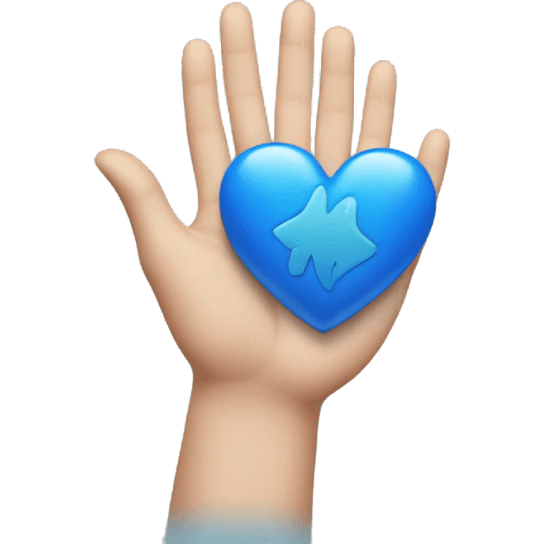 Blue heart in palm emoji