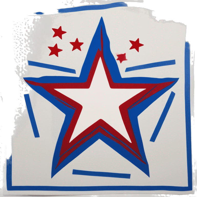 a red star is on a blue strip of paper with a white background and a blue strip with a red star, Almada Negreiros, regionalism, zabrocki, a silk screen emoji