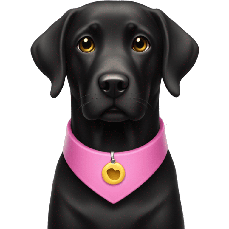 Black Labrador with a pink collar emoji