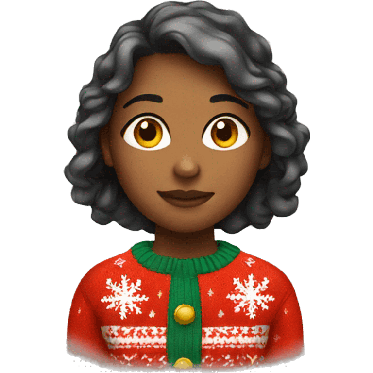 Girl wearing in Christmas sweater  emoji