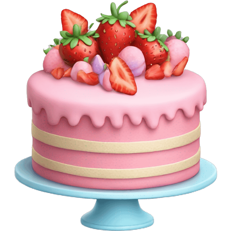 Pastel Birthday cake with strawberry emoji