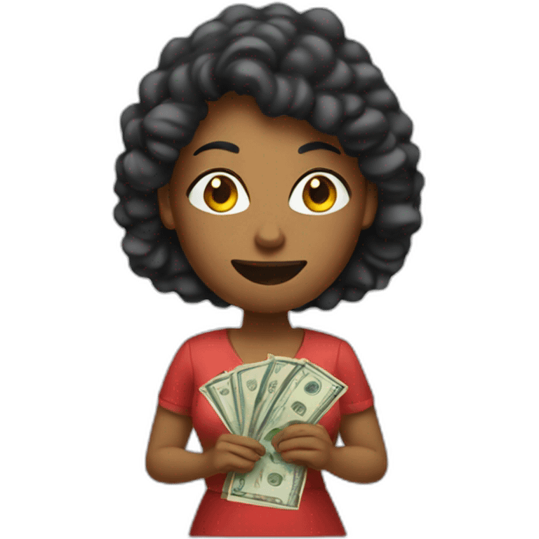 woman giging money emoji