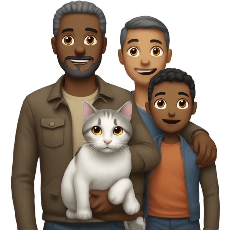 Family: Man, Man, Cat emoji