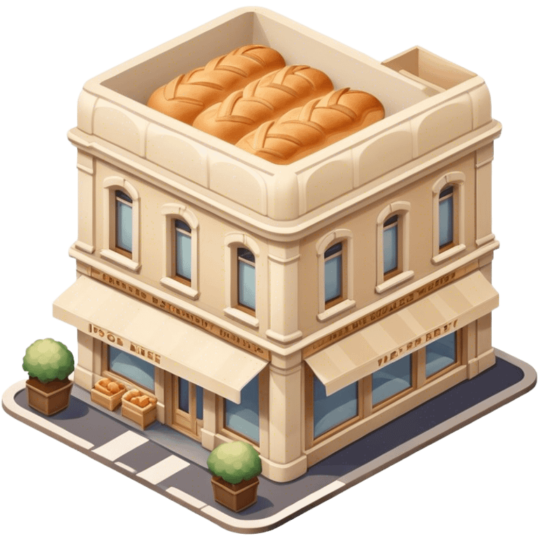 beige parisian bakery, isometric exterior view emoji