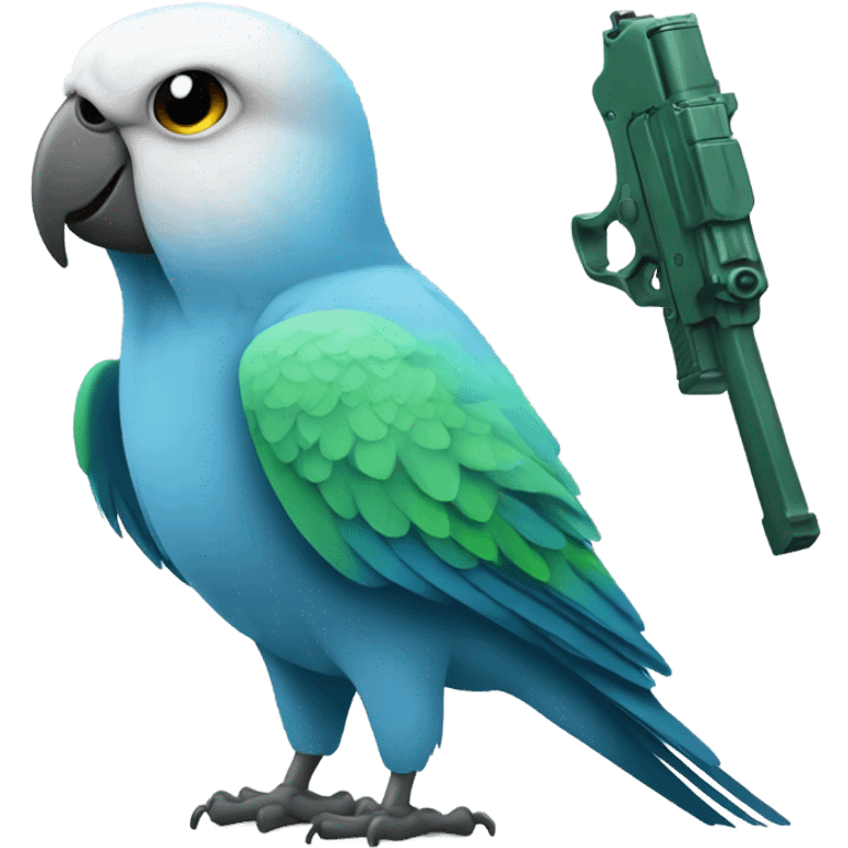 Parakeet holding two guns emoji