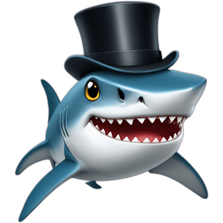 Shark with a top hat emoji