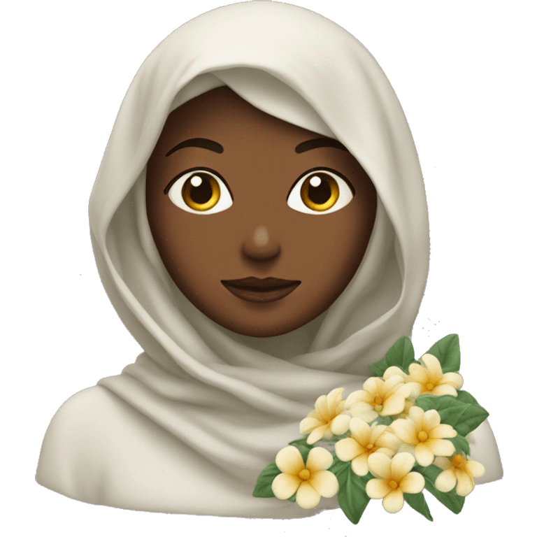 A fully veiled woman with jasime flowers emoji