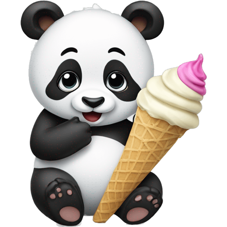 Panda eating ice cream emoji