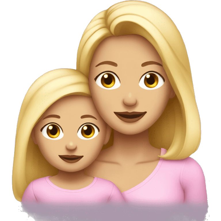 Blonde mom with four-month-old daughter emoji