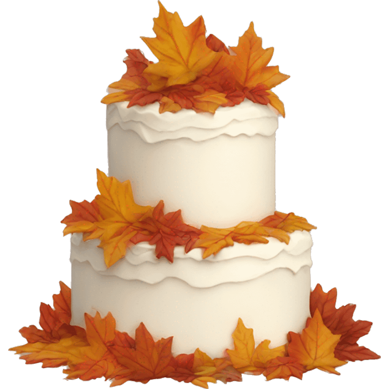 Wedding cake with fall leaves emoji