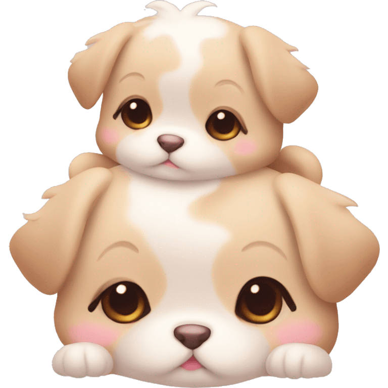 cute kawaii baby dogs with heart emoji