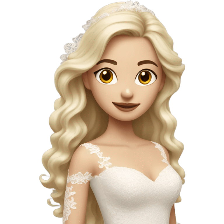 Beautiful finish blonde girl with lace wedding dress emoji