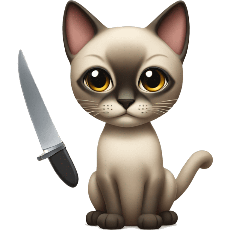 Siamese cat holding knife emoji