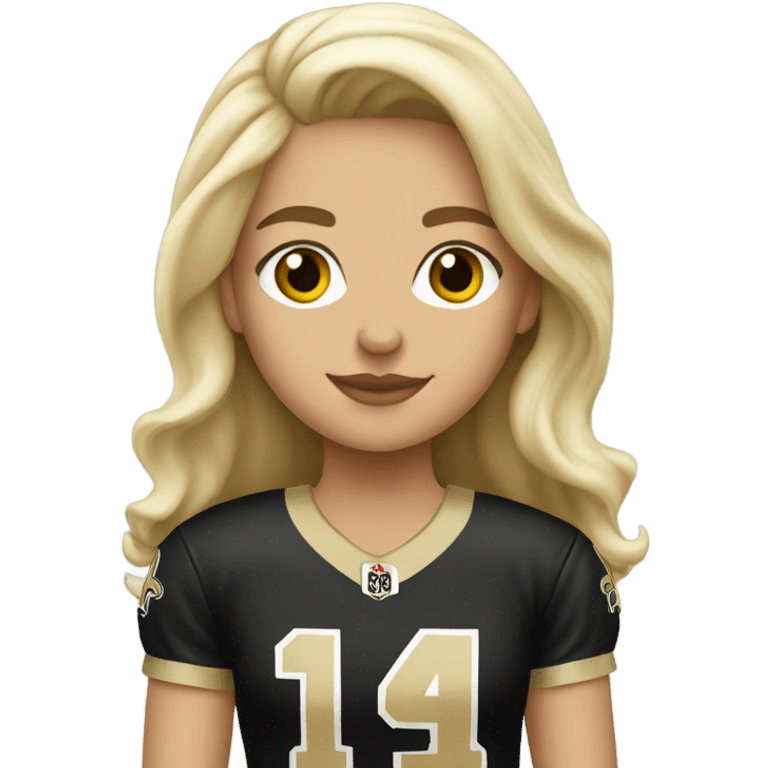 Blonde girl wearing Saints jersey emoji