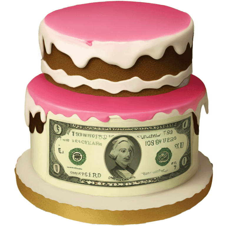 Dollar bill with a cake on it emoji