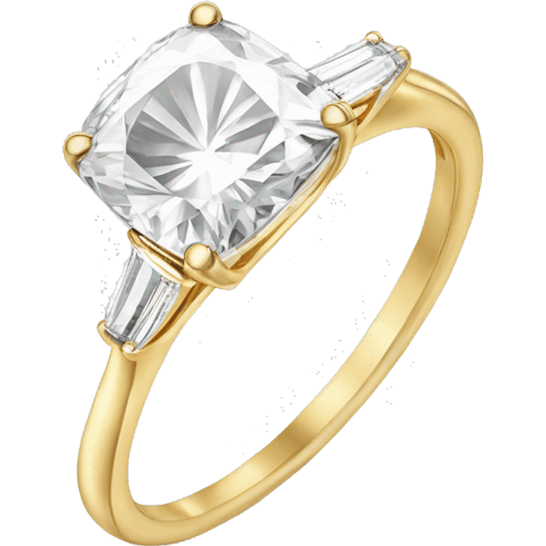 Cushion cut diamond ring with gold band  emoji