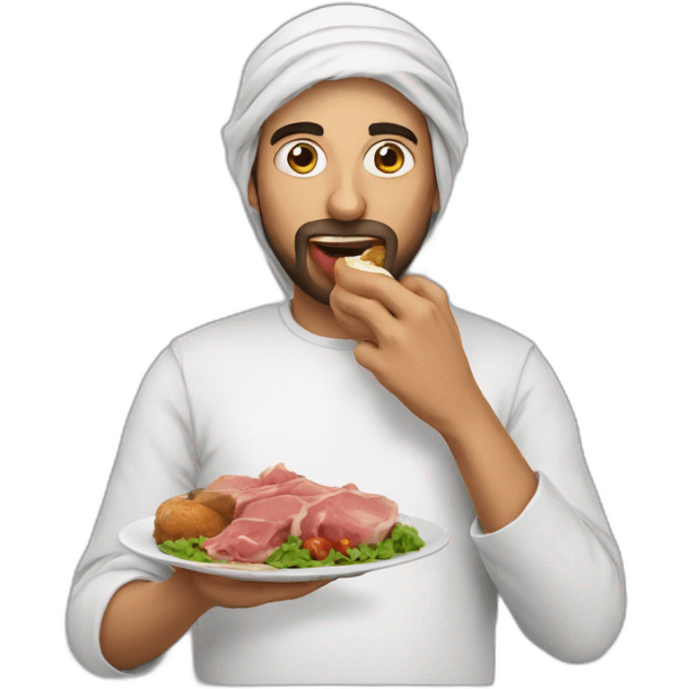 Arabic person eating hog emoji