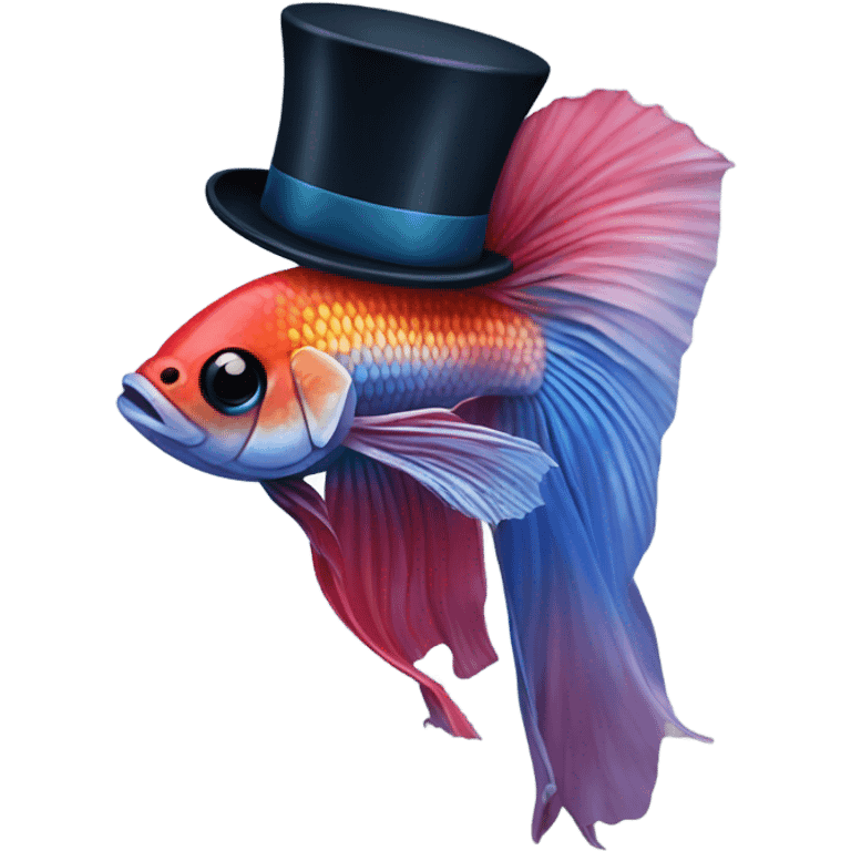 Betta fish in top hat emoji