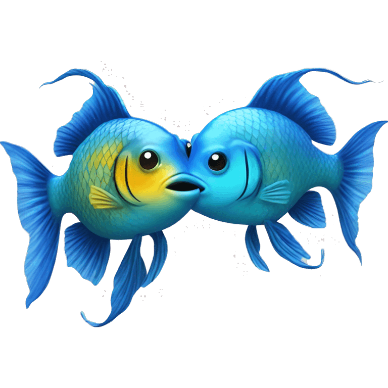 Two blue coy fish swimming around eachother  emoji