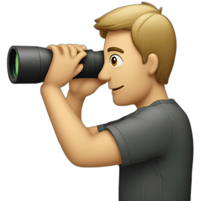 a man holding and looking through binoculars emoji