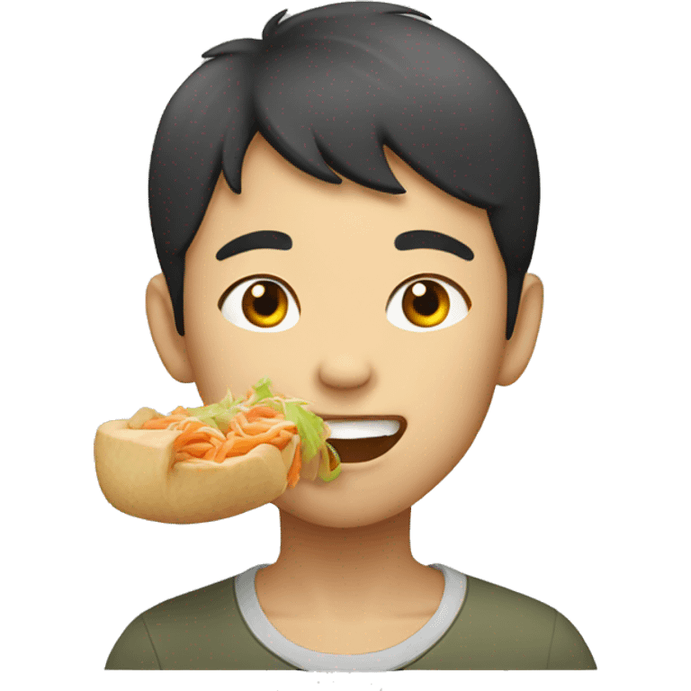 asian boy eating emoji