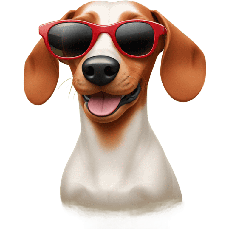 Red dachshund with pit viper sunglasses emoji