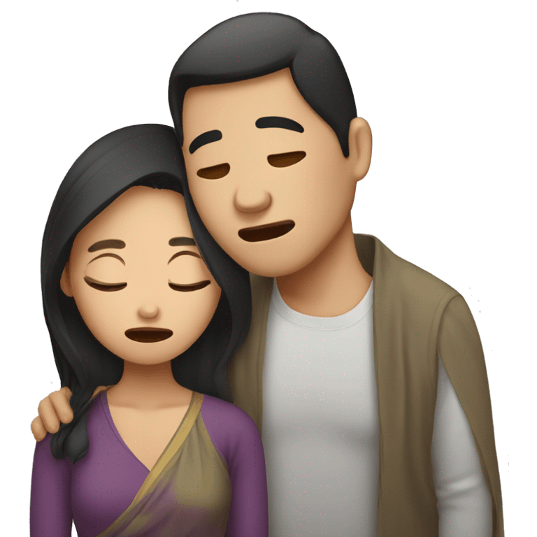 Thai woman and husband crying emoji