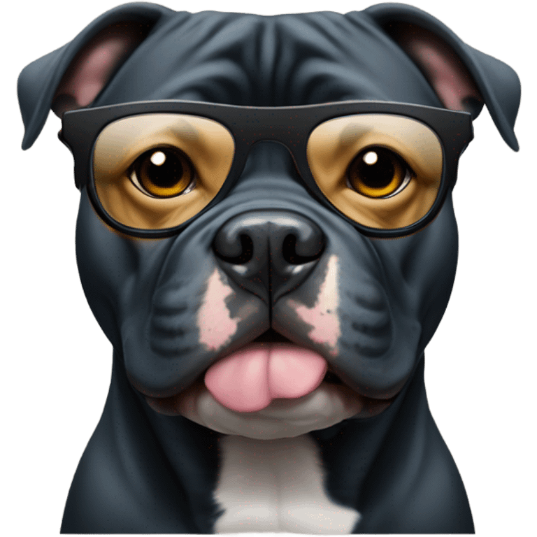 Black American Bully with tinted glasses emoji