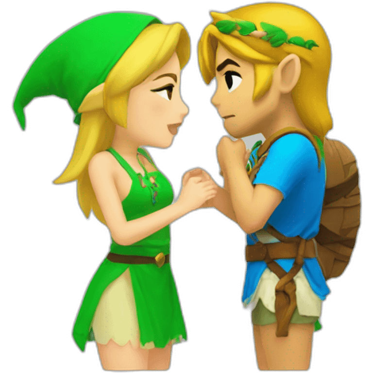 Zelda and link kiss with beach clothes emoji