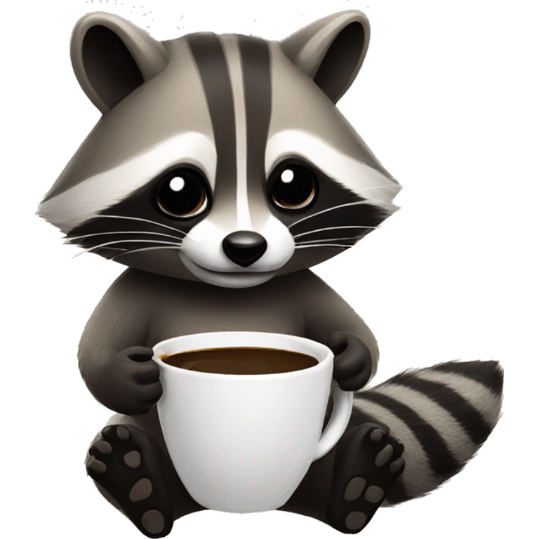 raccoon drinking coffee emoji