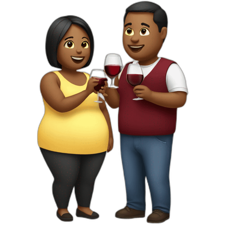 overweight couple drinking wine emoji