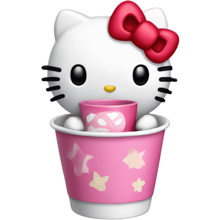 hello kitty holding cup  emoji