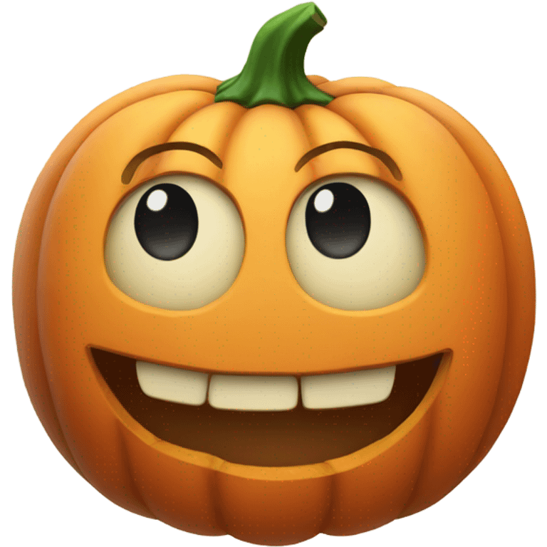 happy pumpkin with hands up emoji