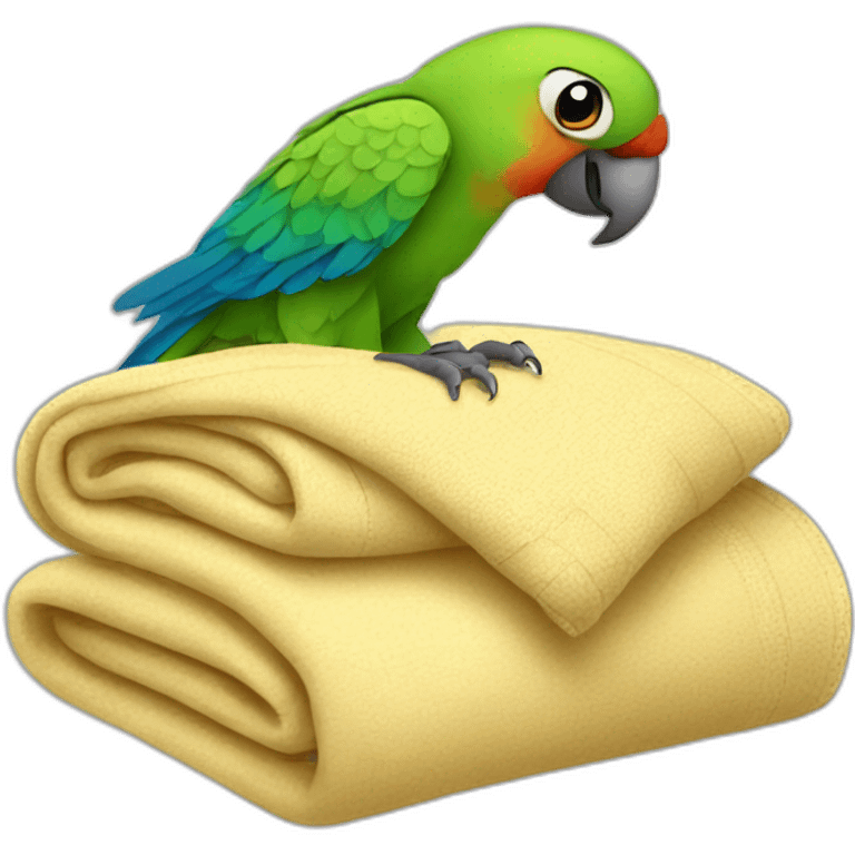 parrot with a blanket emoji