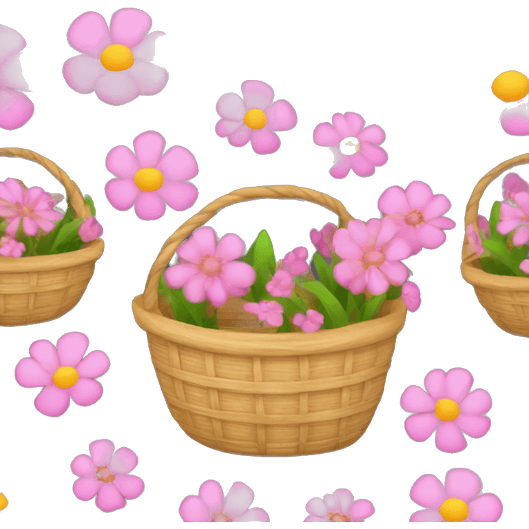 field basket with pink flowers inside emoji