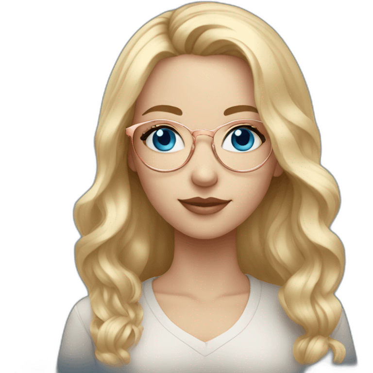 A Russian Girl with Blue eyes, Rosegold glasses and Blond hair emoji