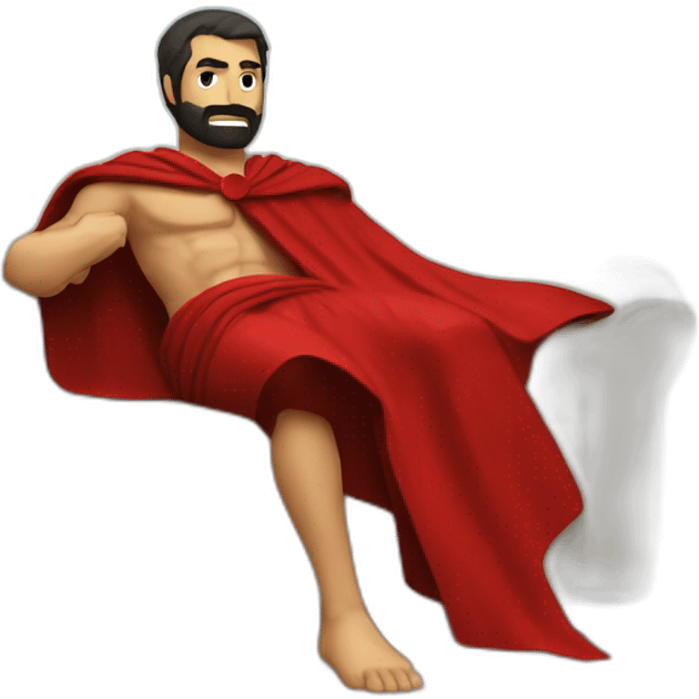 The Spartan Leonidas and his red cape with a relaxing cocktail on a sofa. emoji