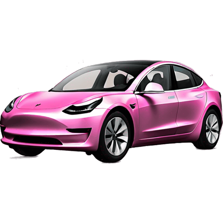 Pink Tesla model 3 television monitor emoji