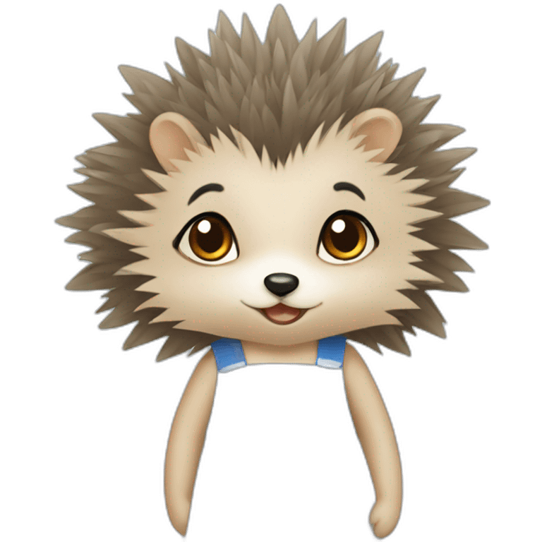 Hedgehog wearing a blue dress with a white apron with a black bow emoji