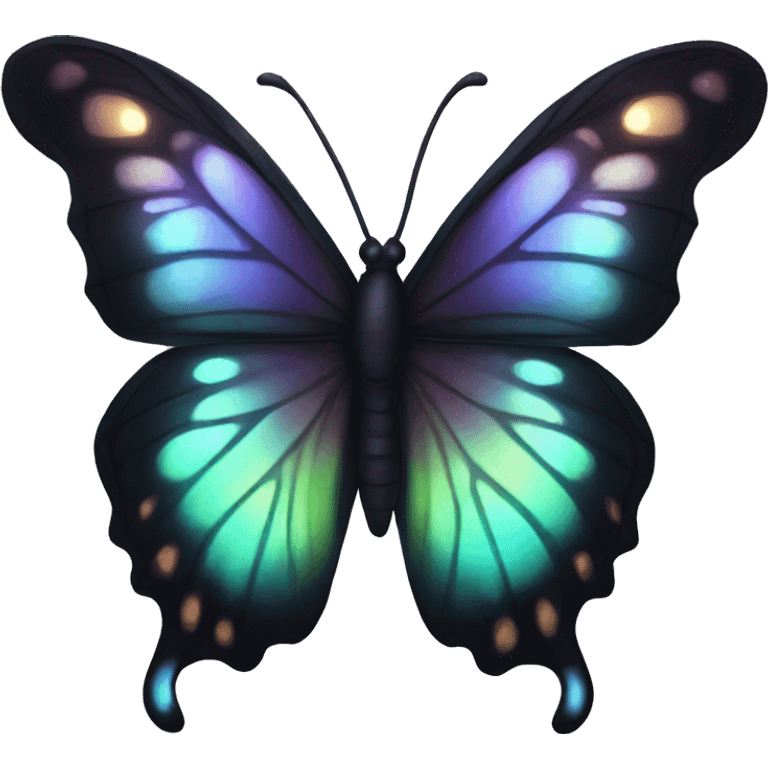 Dark iridescent butterfly glowing emoji