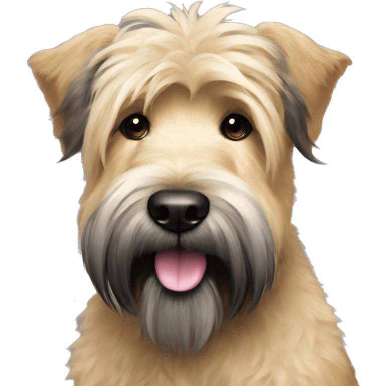 Wheaten terrier with long fluffy hair, black ears and black chin emoji